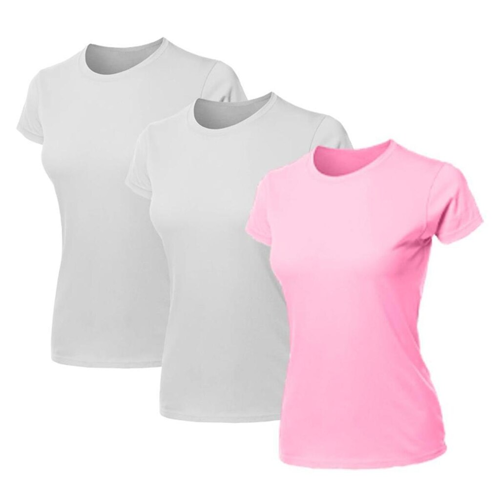 Kit 3 Blusas Feminina Camiseta Lisa Básica Algodão Baby Look