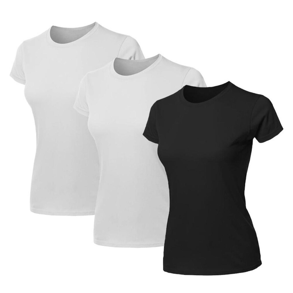Kit 3 Blusas Feminina Camiseta Lisa Básica Algodão Baby Look