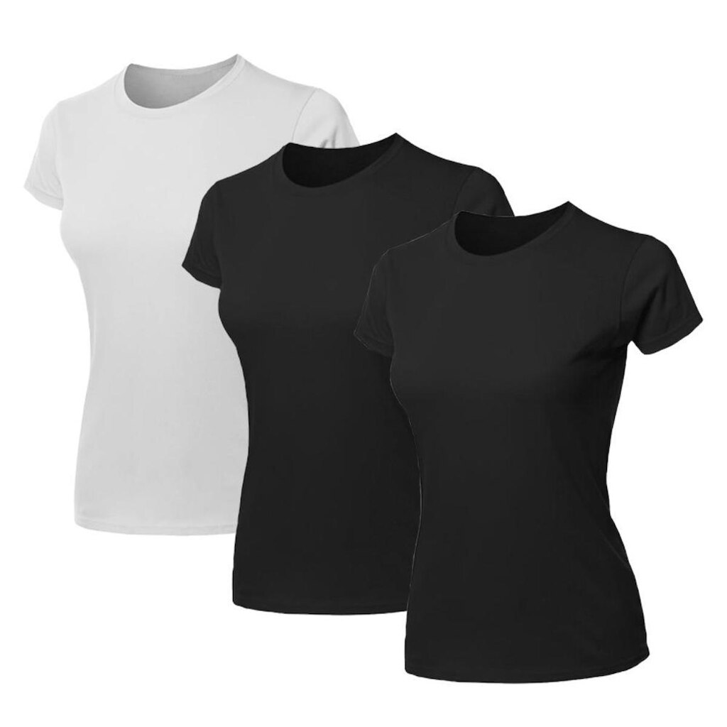 Kit 3 Blusas Feminina Camiseta Lisa Básica Algodão Baby Look