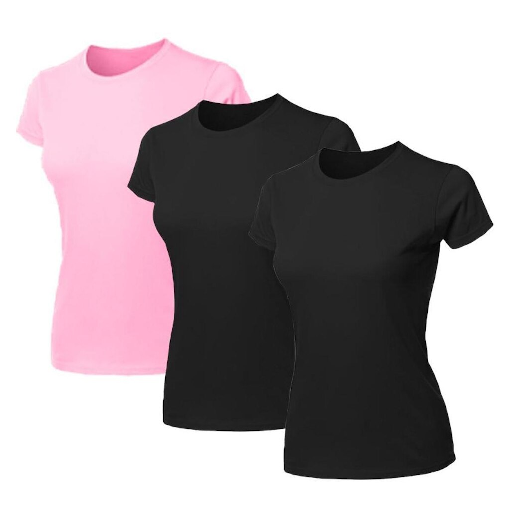 Kit 3 Blusas Feminina Camiseta Lisa Básica Algodão Baby Look