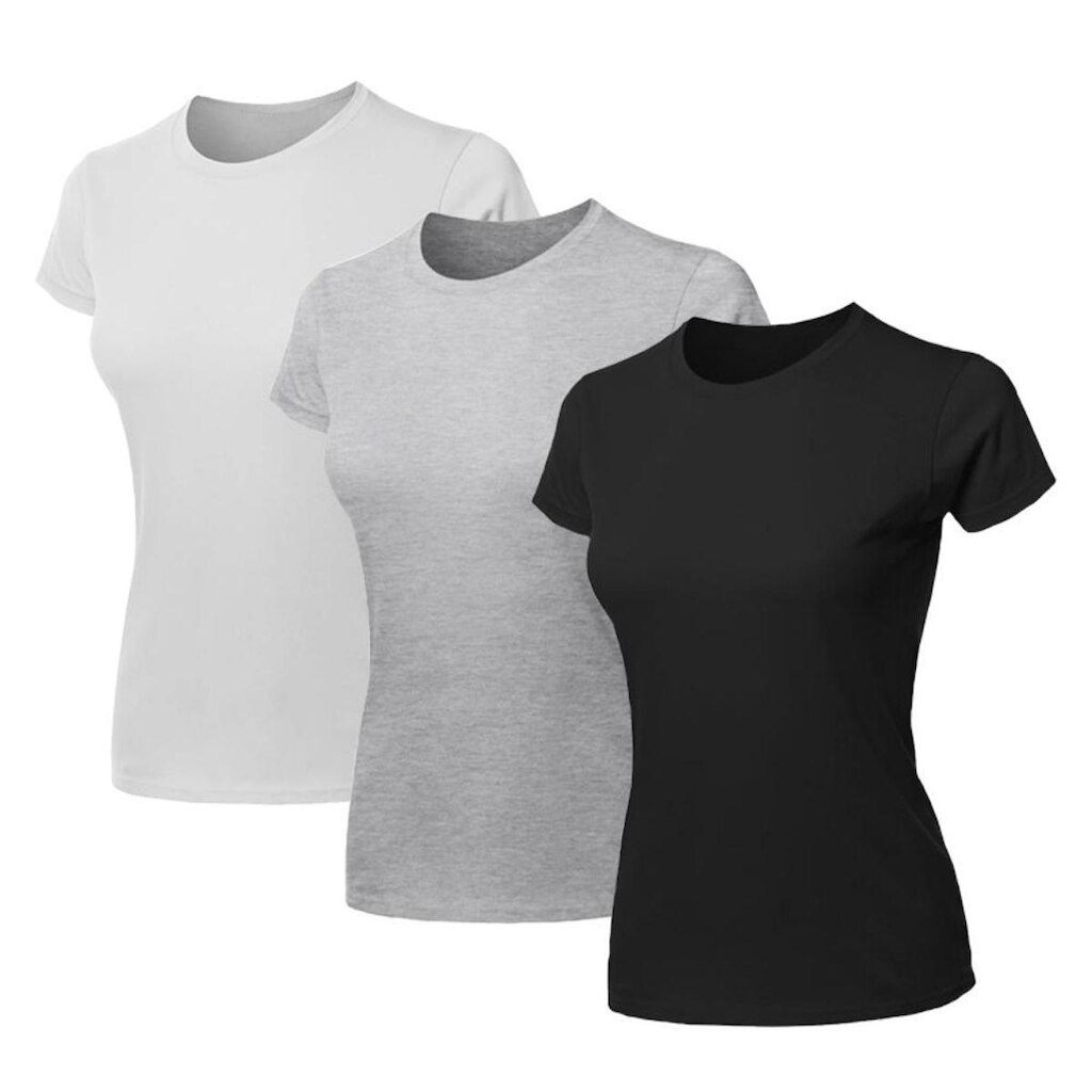 Kit 3 Blusas Feminina Camiseta Lisa Básica Algodão Baby Look
