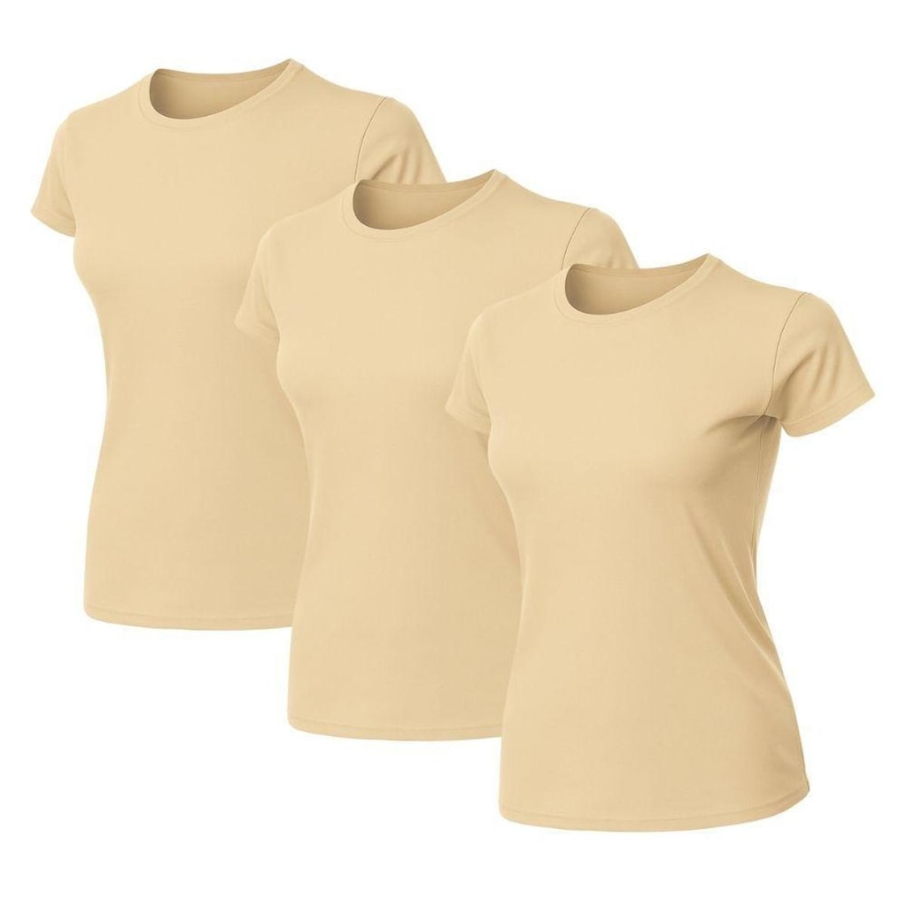 Kit 3 Blusas Feminina Camiseta Lisa Básica Algodão Baby Look