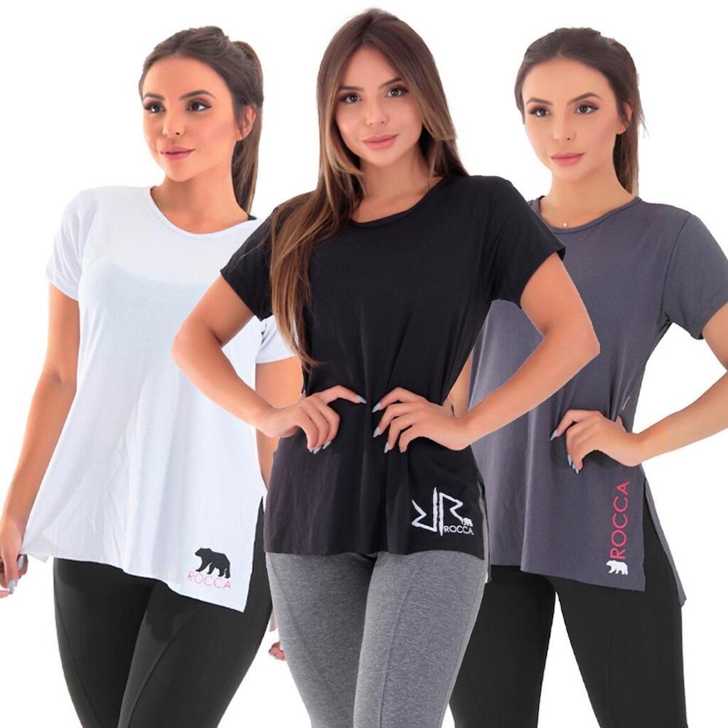 Kit 3 Blusas Fitness Dry Absorve Suor