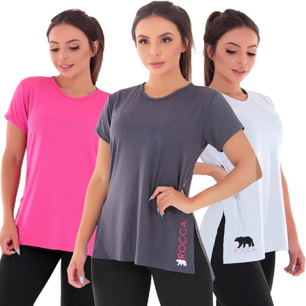 Kit 3 Blusas Fitness Dry Absorve Suor