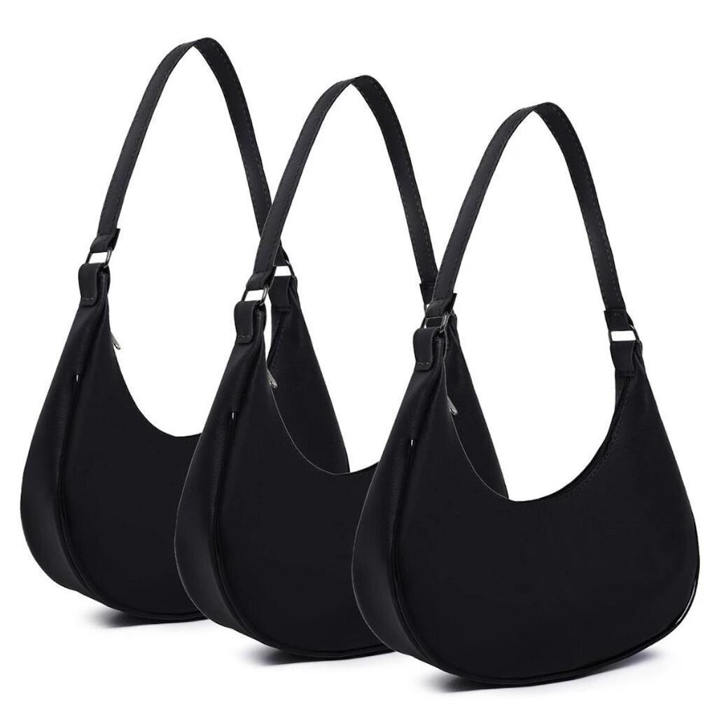 Kit 3 Bolsas Feminina Meia Lua Baguete Sofisticada Elegante Transversal De Ombro Mão Alça Regulável