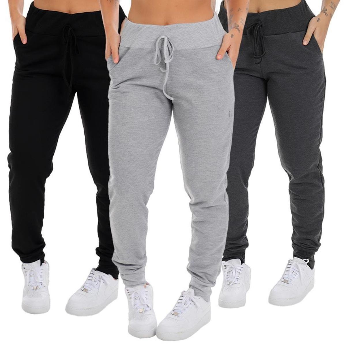 Kit 3 Calça De Moletom Com Bolso Frishop Feminina Adulto Menor preço em Kit 3 Calça De Moletom Com Bolso Frishop Feminina Adulto
