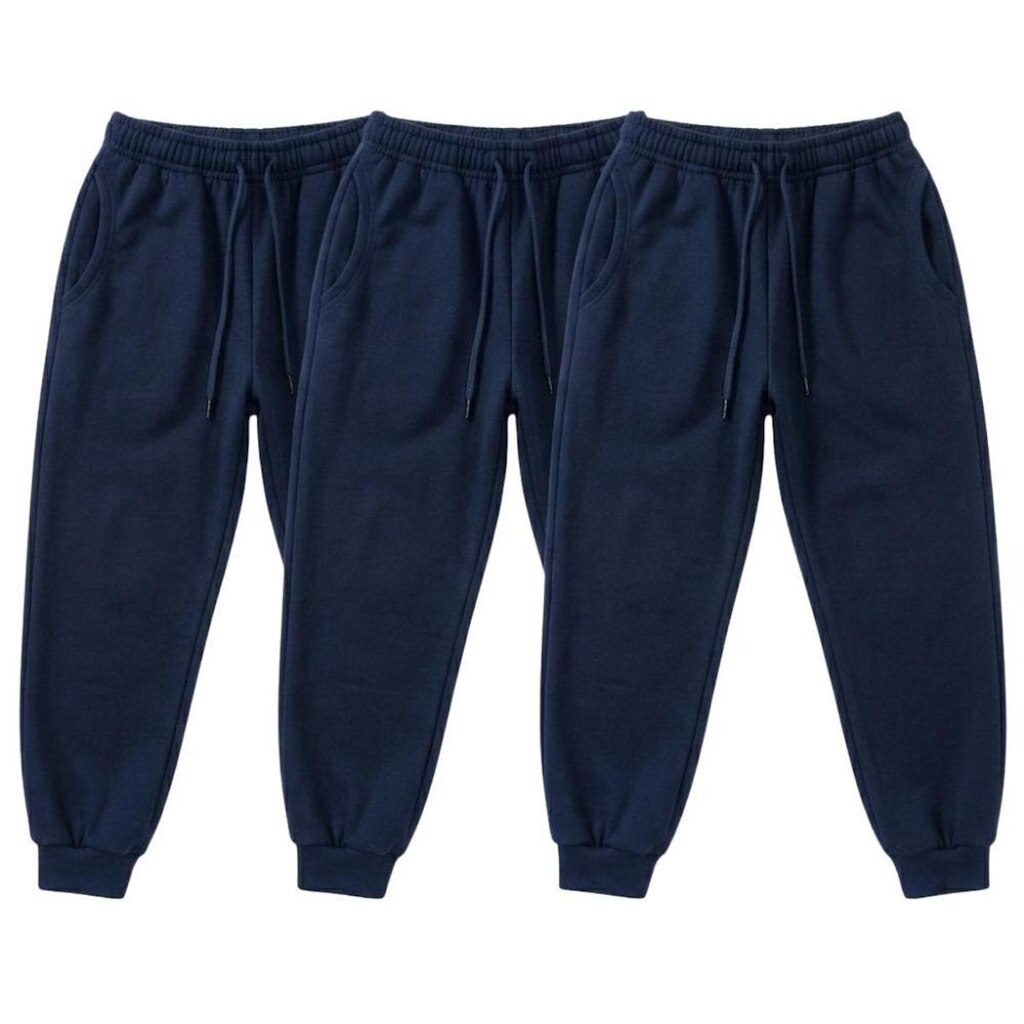 Kit 3 Calça Flanelada de Moletom Unissex Basica Algodão Infanto Juvenil Com Bolsos Confortavel