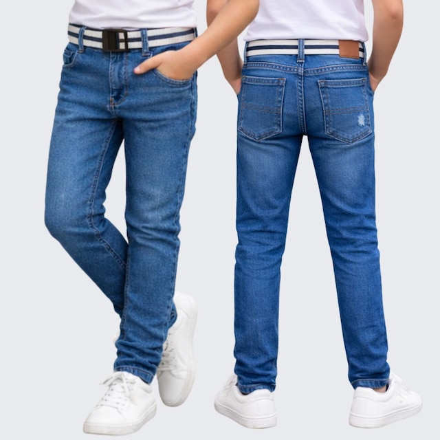 Kit 3 Calça Jeans Infantil Menino Com Regulador e Cinto