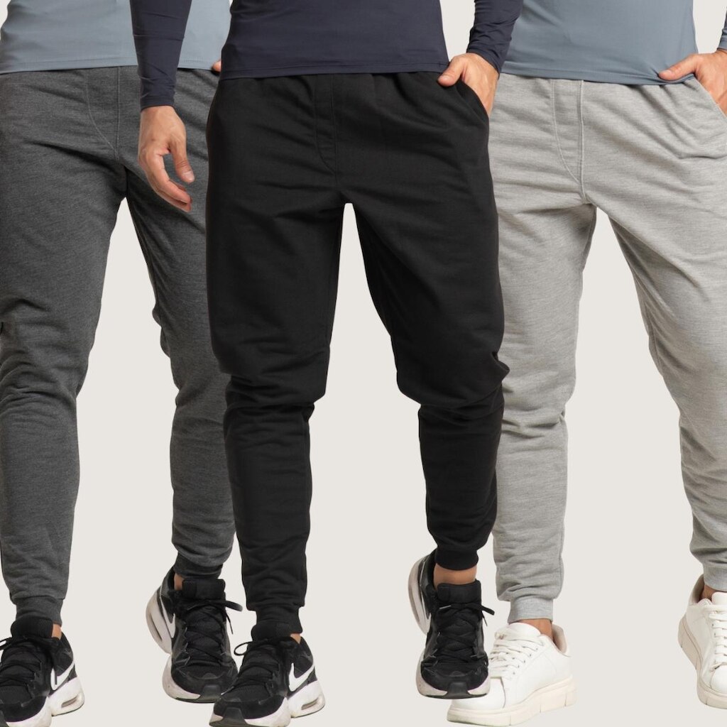 KIT 3 Calça Jogger Moletinho Masculina Vekyo