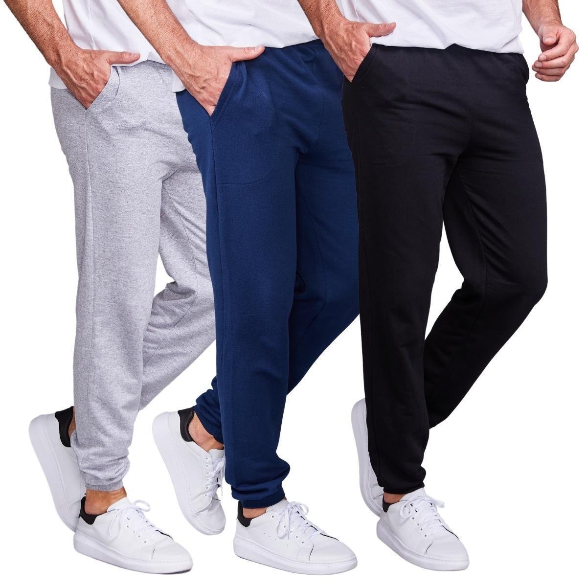 Kit 3 Calça Moletom Masculino Jogger Slim Fit Menor preço em Kit 3 Calça Moletom Masculino Jogger Slim Fit