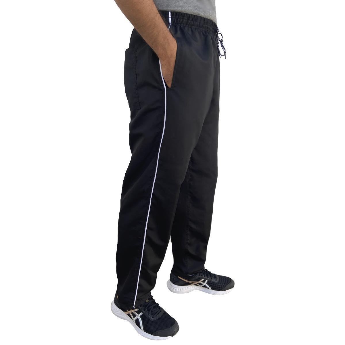 Kit 3 Calça Tactel Masculina 3 Bolsos Preta Azul Cinza - Preto Menor preço em Kit 3 Calça Tactel Masculina 3 Bolsos Preta Azul Cinza - Preto