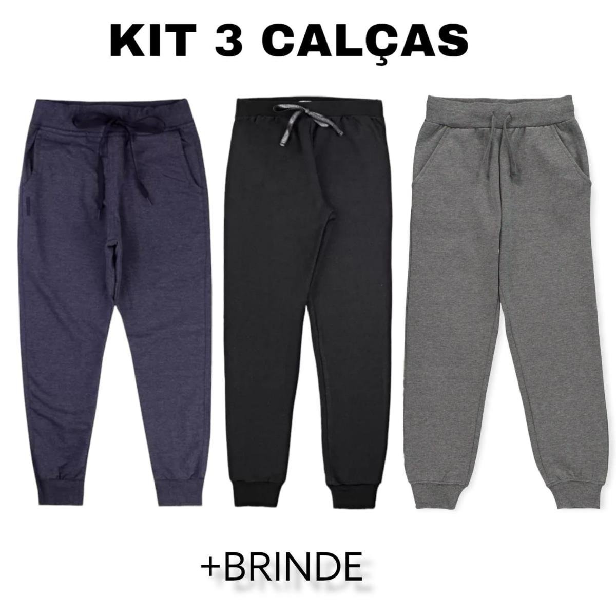Kit 3 Calças Premium Moletom Infantil Juvenil Nininhos Masculino Menor preço em Kit 3 Calças Premium Moletom Infantil Juvenil Nininhos Masculino