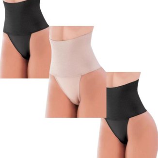 KIT 3 Calcinha Redutora Bella Fiore Alta Compressão Redutora Pós Parto 25 cm Moda Intima