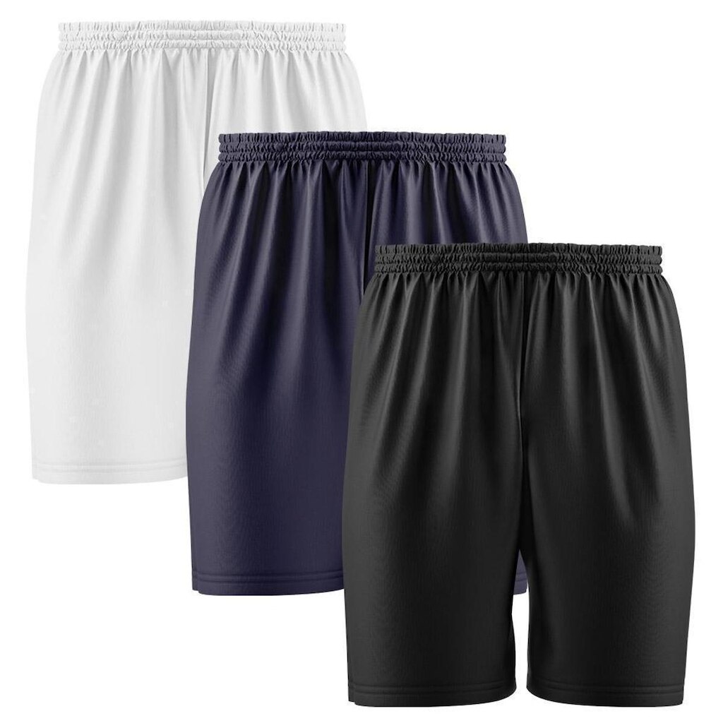 Kit 3 Calções Shorts Masculinos Futebol Futsal Basquete Vôlei Bermuda Esporte Treino Academia Liso
