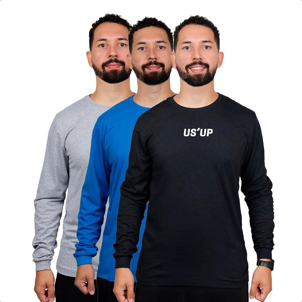 Kit 3 Camisa Manga Longa Masculina Frio Inverno Para Sair