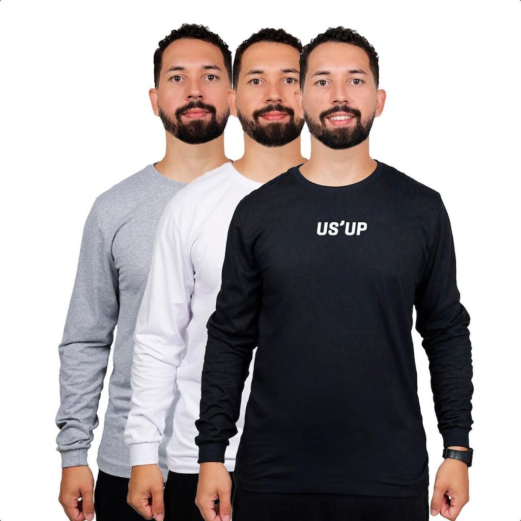 Kit 3 Camisa Manga Longa Masculina Frio Inverno Para Sair