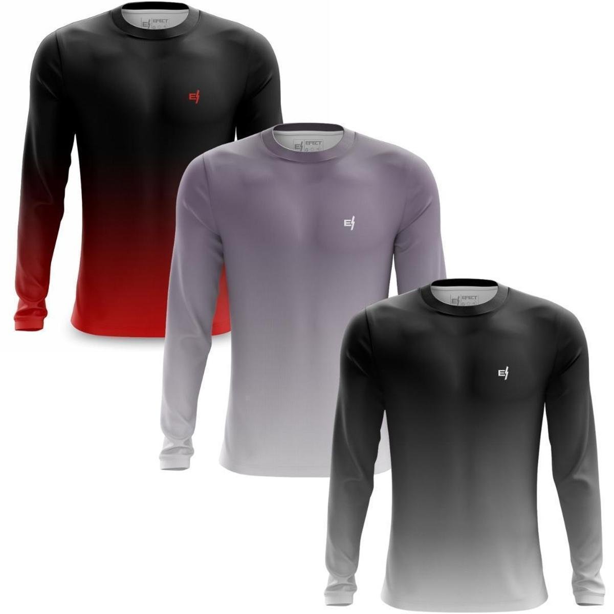 Kit 3 Camisa Masculina Manga Longa Treino Camiseta Proteção UV Estilo Proteção Fitness Bike Menor preço em Kit 3 Camisa Masculina Manga Longa Treino Camiseta Proteção UV Estilo Proteção Fitness Bike