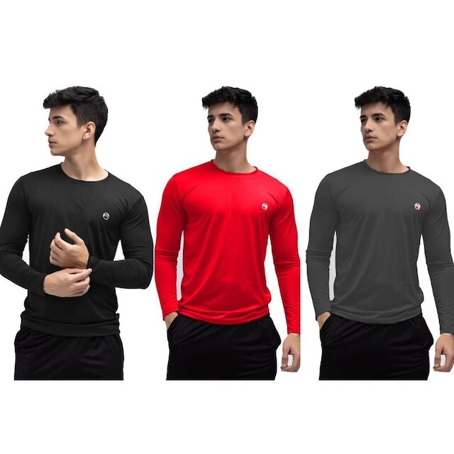 Kit 3 Camisa Masculina Térmica Manga Longa Com Proteção Uv 50+