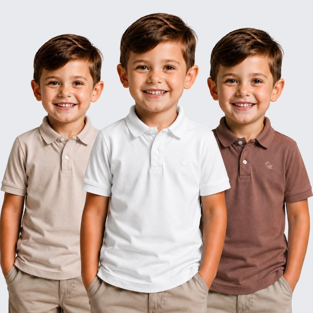 Kit 3 Camisa Polo Infantil Menino Piquet Manga Curta