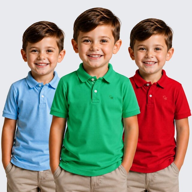 Kit 3 Camisa Polo Infantil Menino Piquet Manga Curta