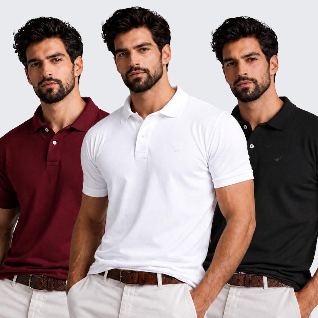 Kit 3 Camisa Polo Masculina Piquet Premium