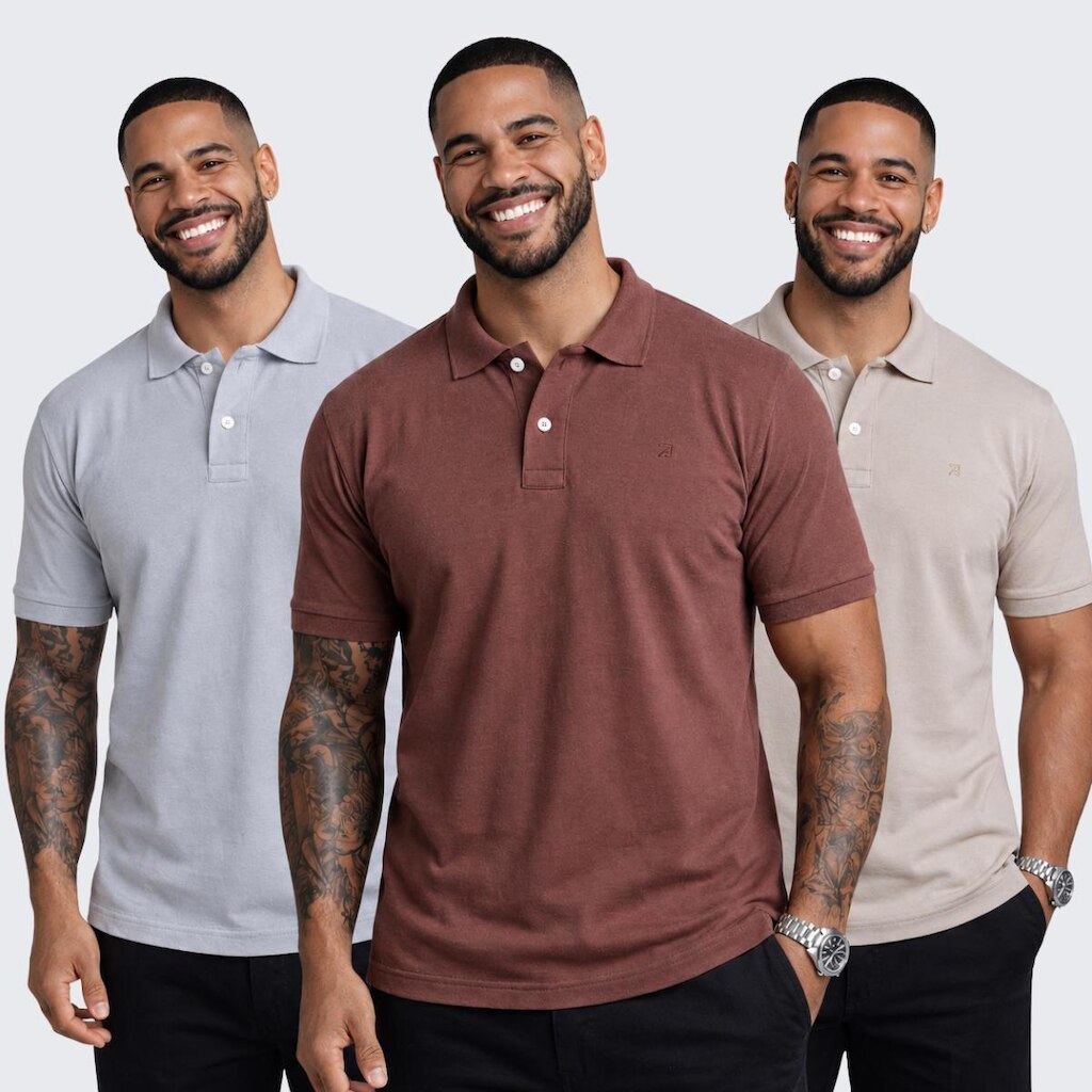 Kit 3 Camisa Polo Piquet Masculina Premium