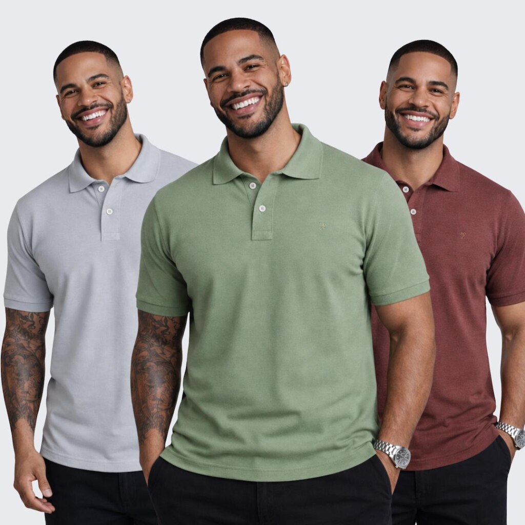 Kit 3 Camisa Polo Piquet Masculina Premium