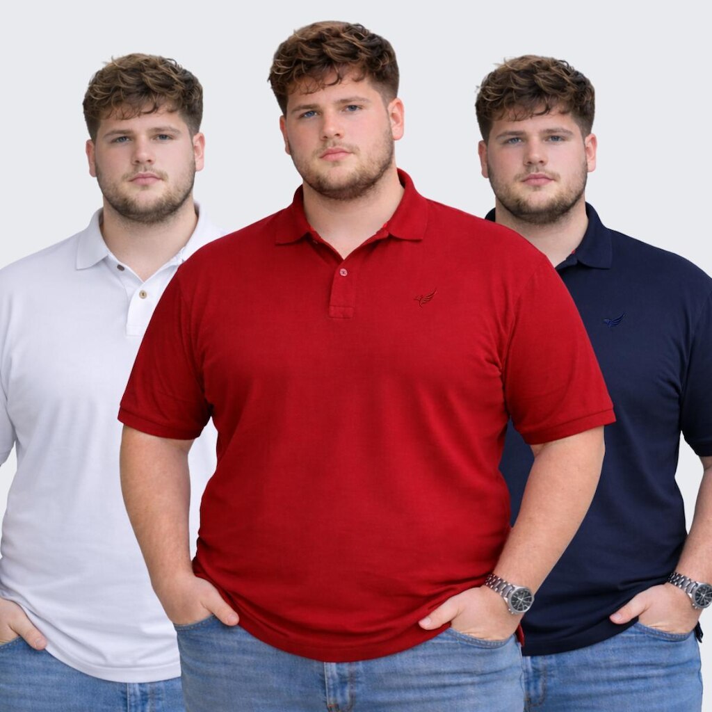 Kit 3 Camisa Polo Plus Size Masculina Social Piquet