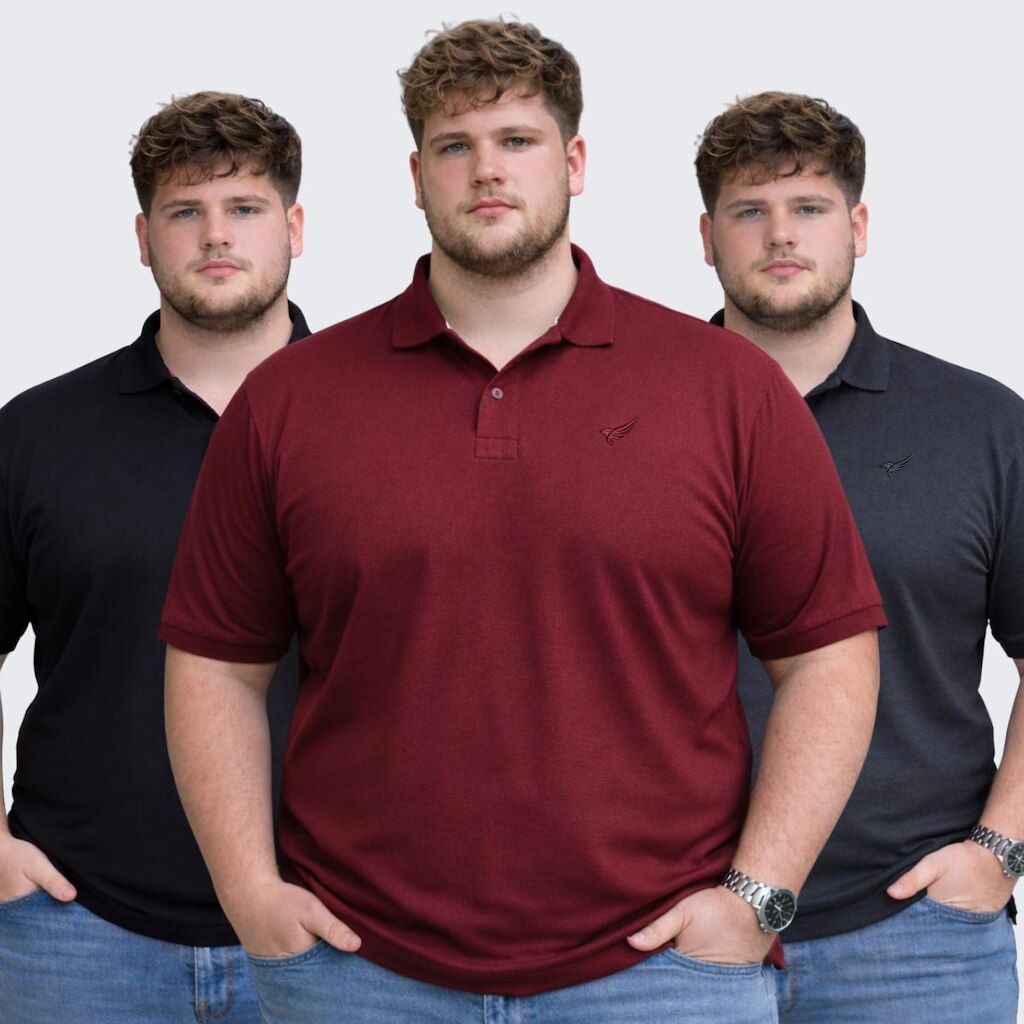 Kit 3 Camisa Polo Plus Size Masculina Social Piquet