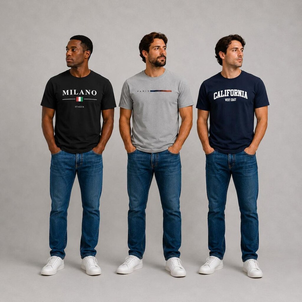 Kit 3 Camisas Algodao California Milano Paris Comfort Premium
