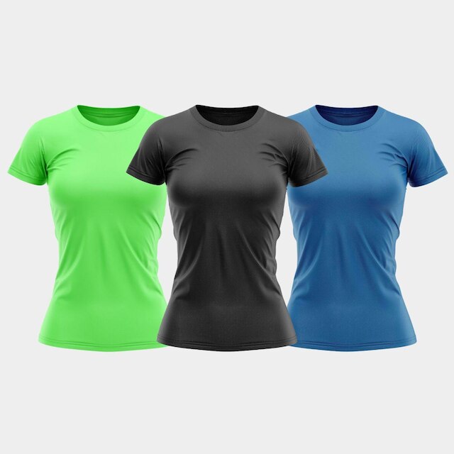 Kit 3 Camisas Proteção Solar Manga Curta Feminina Blusa Térmica