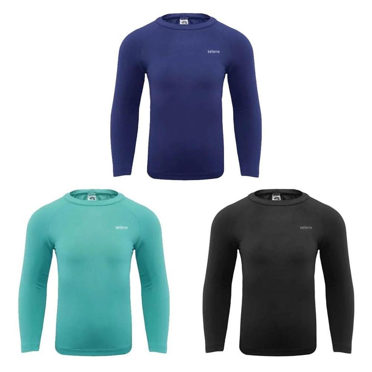 Menor preço em Kit 3 Camisas Térmicas Selene Proteção UV ML Juve - Preto+Marinho