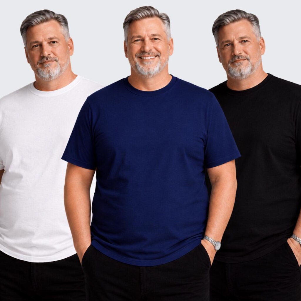 Kit 3 Camiseta Básica Masculina Plus Size Algodão
