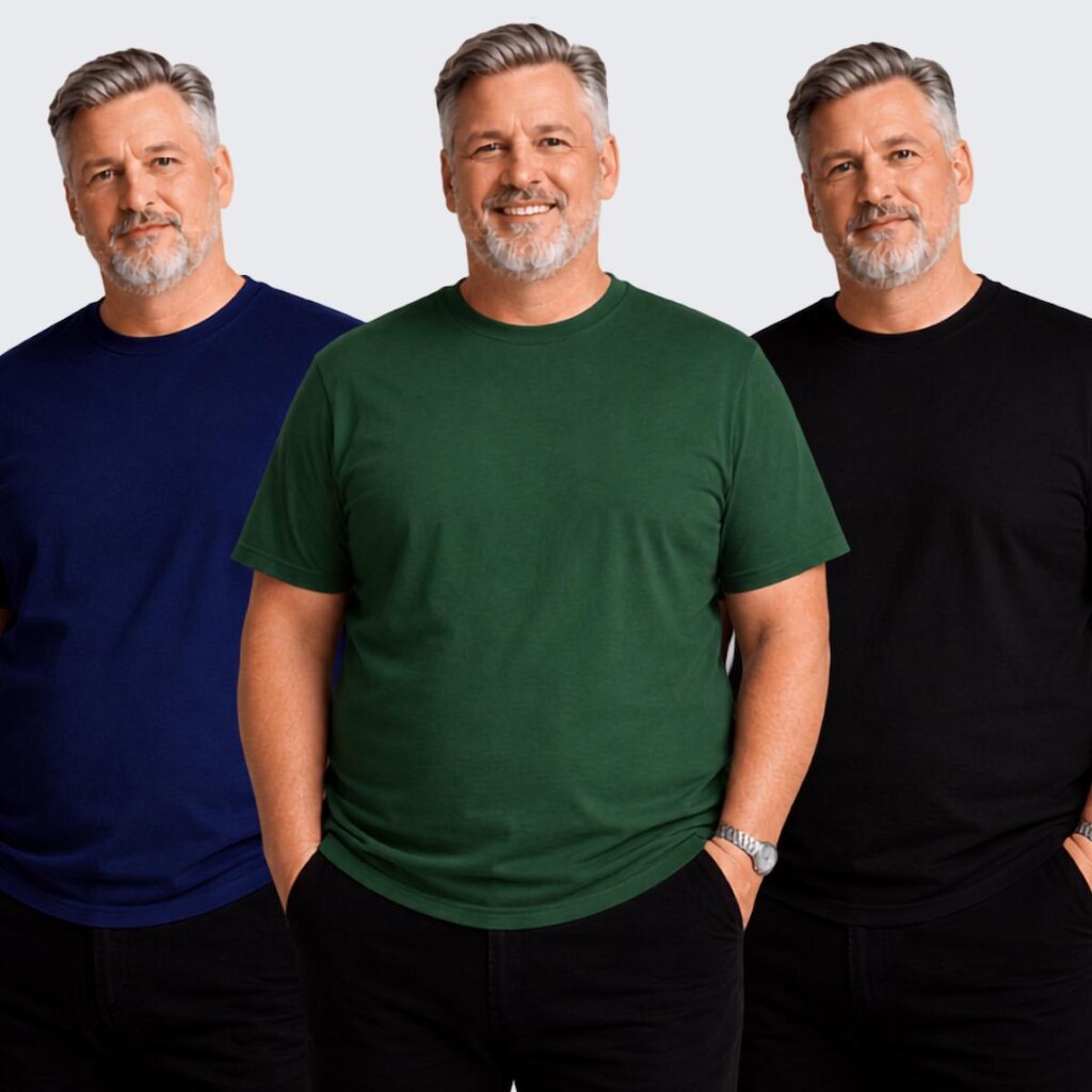 Kit 3 Camiseta Básica Masculina Plus Size Algodão