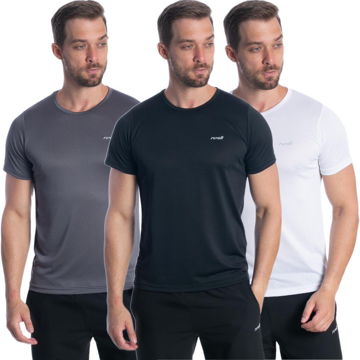Kit 3 Camiseta Dry Masculina Treino Acedemia Esporte Fitness - Branco+Cinza Menor preço em Kit 3 Camiseta Dry Masculina Treino Acedemia Esporte Fitness - Branco+Cinza
