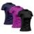 Kit 3 Camiseta Feminina Manga Curta Dry Proteção Solar UV Blusa Baby Look Academia Treino Camisetas - Roxo+Azul