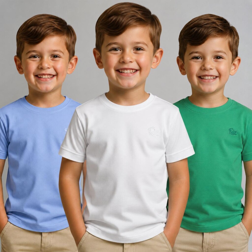 Kit 3 Camiseta Infantil Basica Algodao Menino