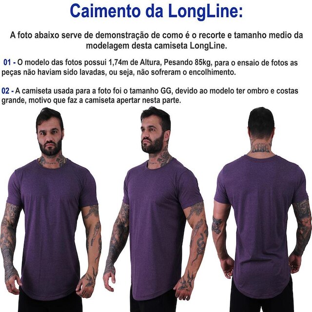 Kit 3 Camiseta Longline 100% Algodão Masculina MXD Conceito Lavado Estonado