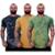 Kit 3 Camiseta Longline 100% Algodão Masculina MXD Conceito Lavado Estonado - Preto+Amarelo