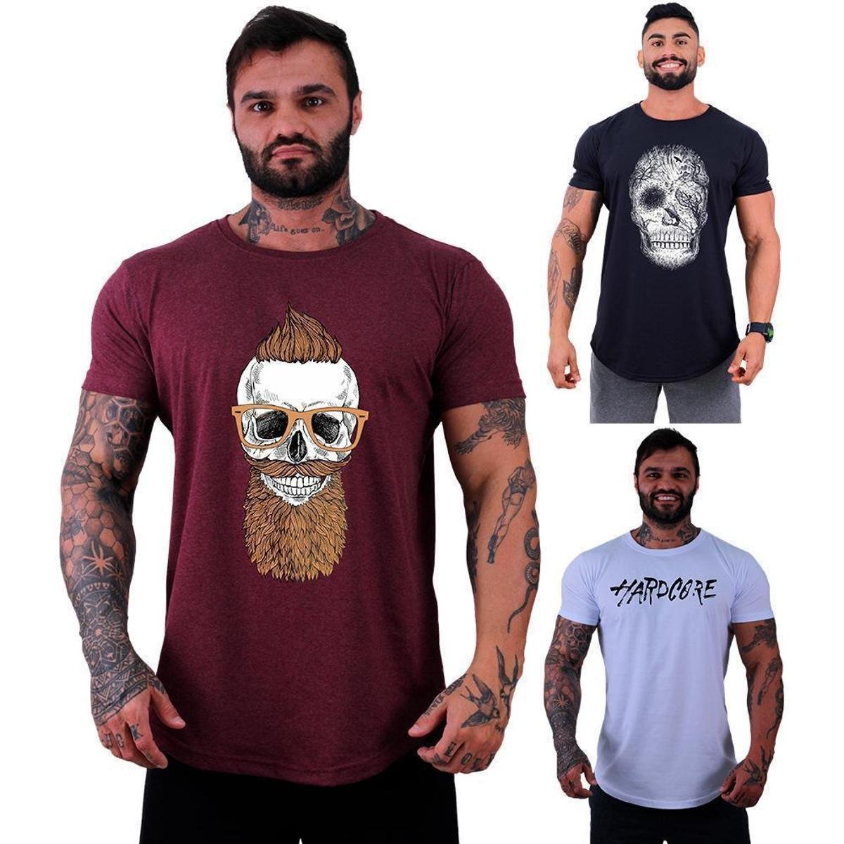Kit 3 Camiseta Longline Masculina MXD Conceito Básico Sport Fitness Silk Screen Menor preço em Kit 3 Camiseta Longline Masculina MXD Conceito Básico Sport Fitness Silk Screen