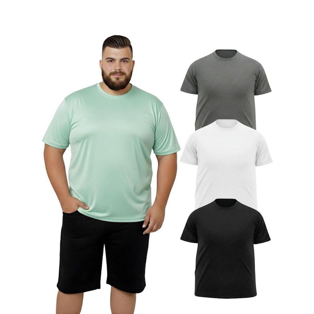 Kit 3 Camiseta Manga Curta Masculina Dry Fitness Plus Size