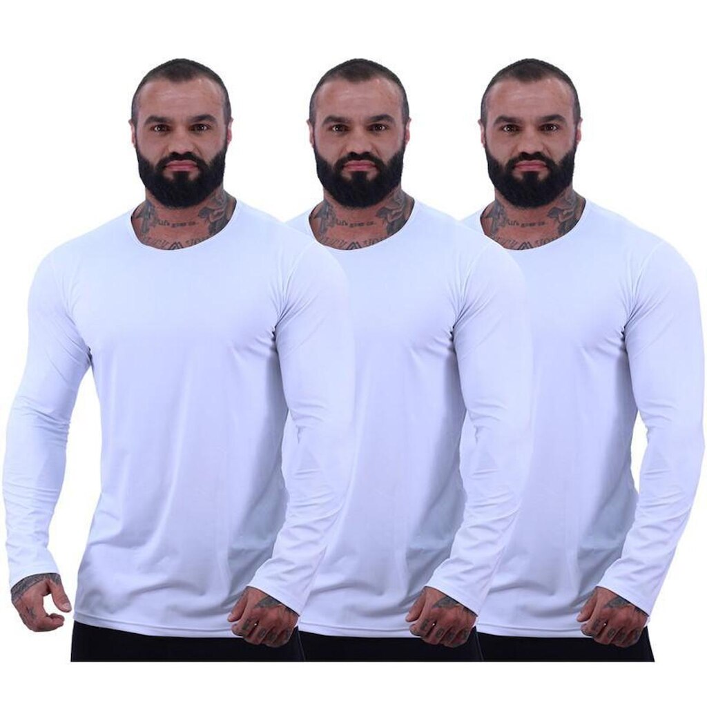 Kit 3 Camiseta Manga Longa MXD Conceito 90% Poliéster 10% Elastano Proteção UV50+