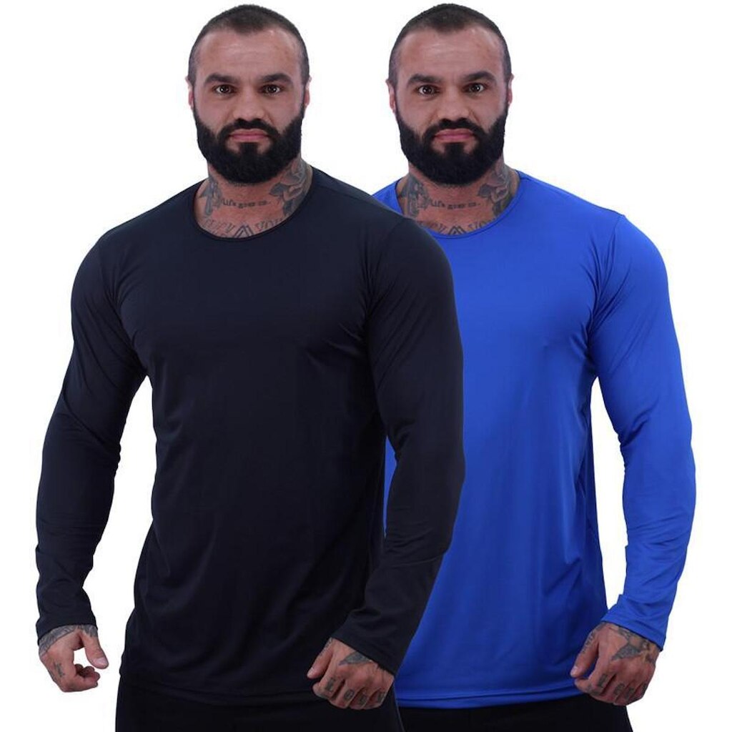 Kit 3 Camiseta Manga Longa MXD Conceito 90% Poliéster 10% Elastano Proteção UV50+