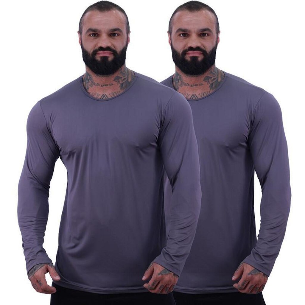 Kit 3 Camiseta Manga Longa MXD Conceito 90% Poliéster 10% Elastano Proteção UV50+