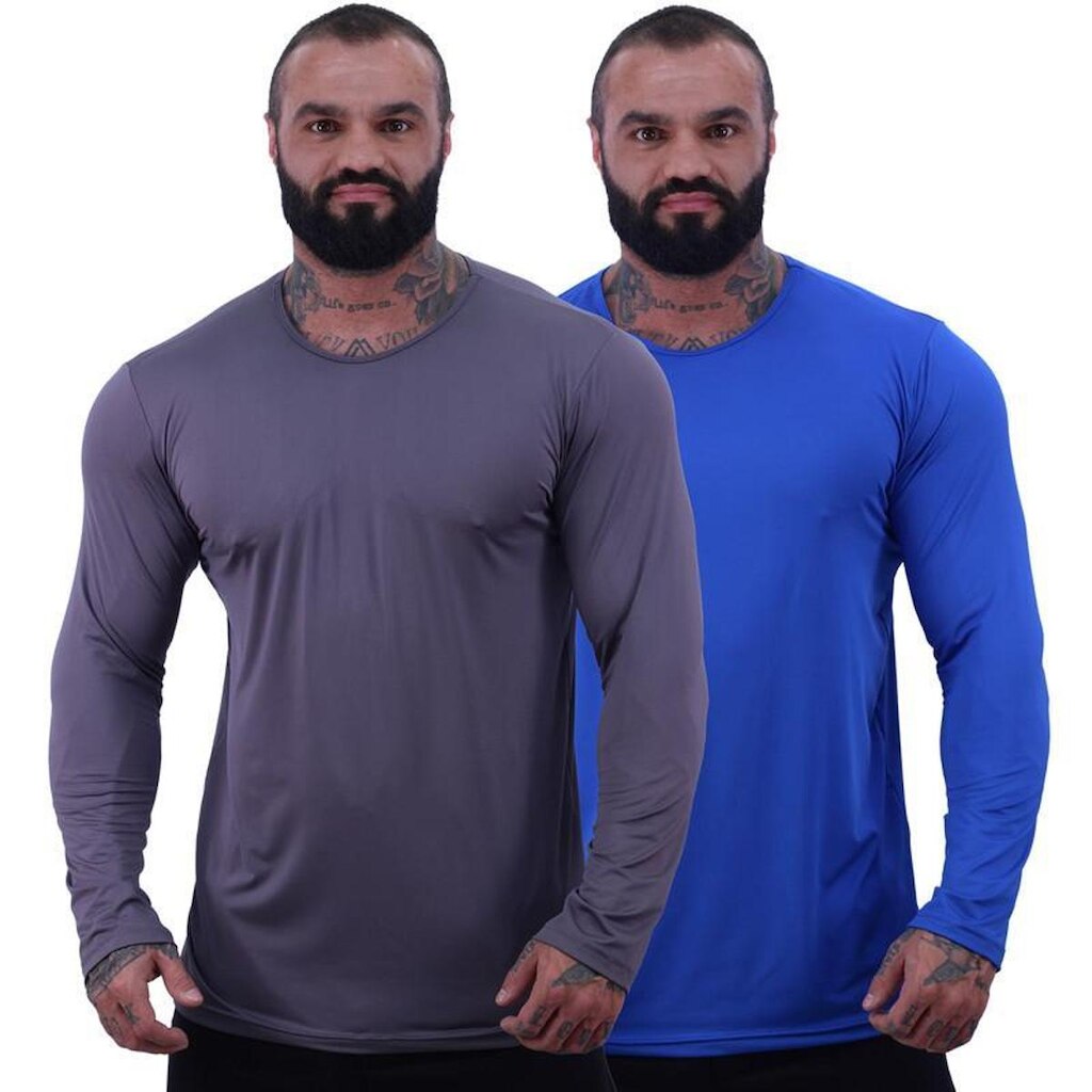 Kit 3 Camiseta Manga Longa MXD Conceito 90% Poliéster 10% Elastano Proteção UV50+