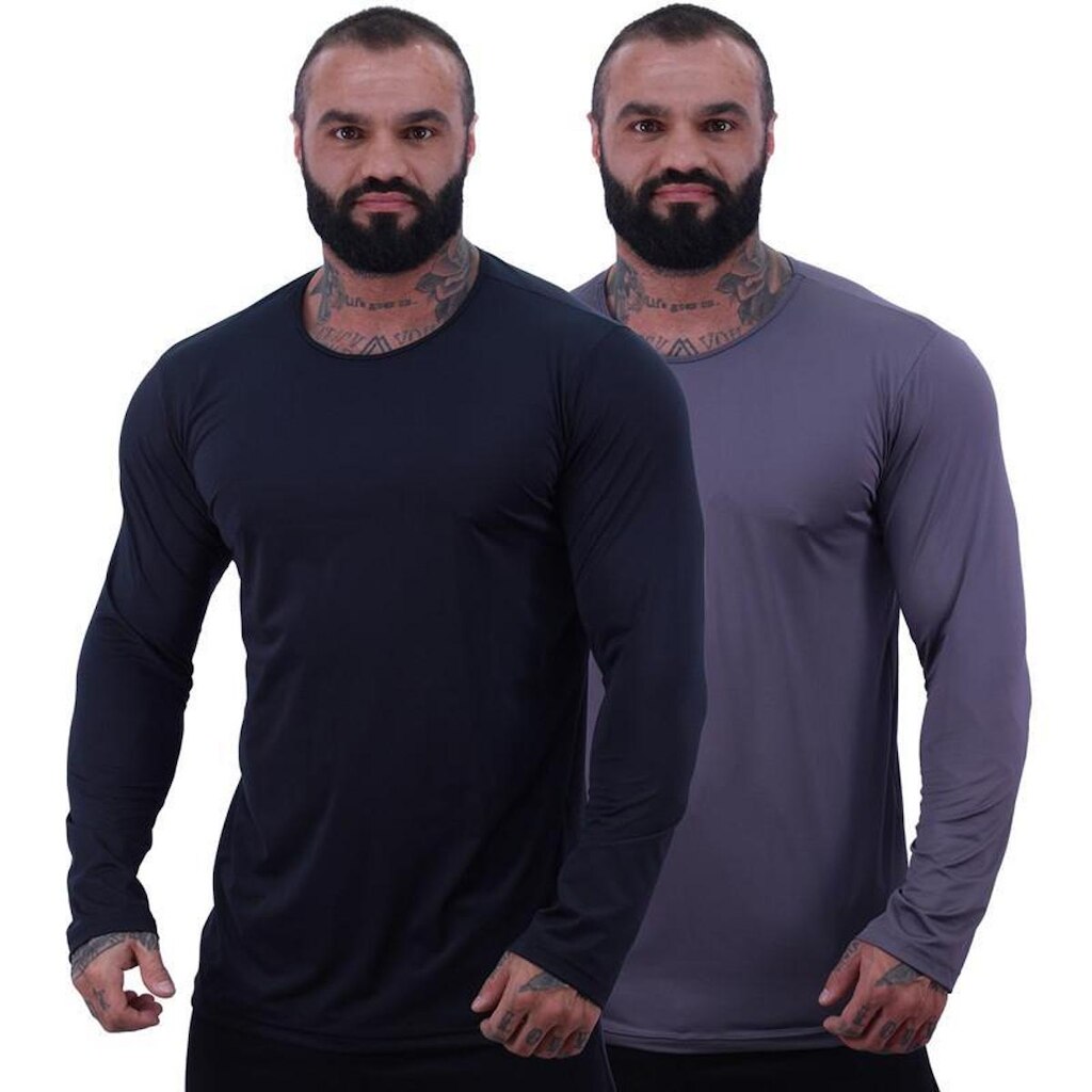 Kit 3 Camiseta Manga Longa MXD Conceito 90% Poliéster 10% Elastano Proteção UV50+