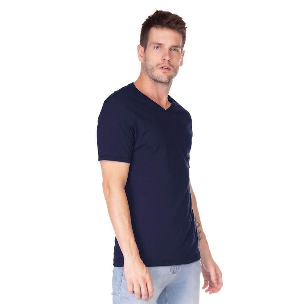 Kit 3 Camiseta Masculina Básica Algodão Gola V