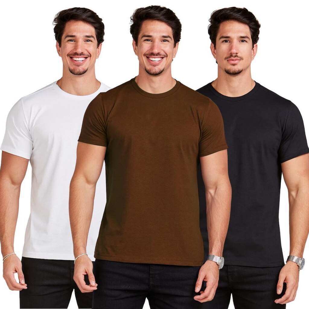 Kit 3 Camiseta Masculina Básica Camisa Manga Curta