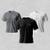 Kit 3 Camiseta Masculina Dry Manga Curta e Raglan Academia - Cinza+Preto