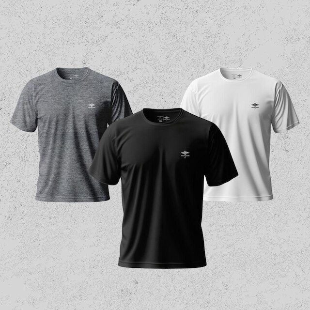 Kit 3 Camiseta Masculina Dry Manga Curta e Raglan Academia
